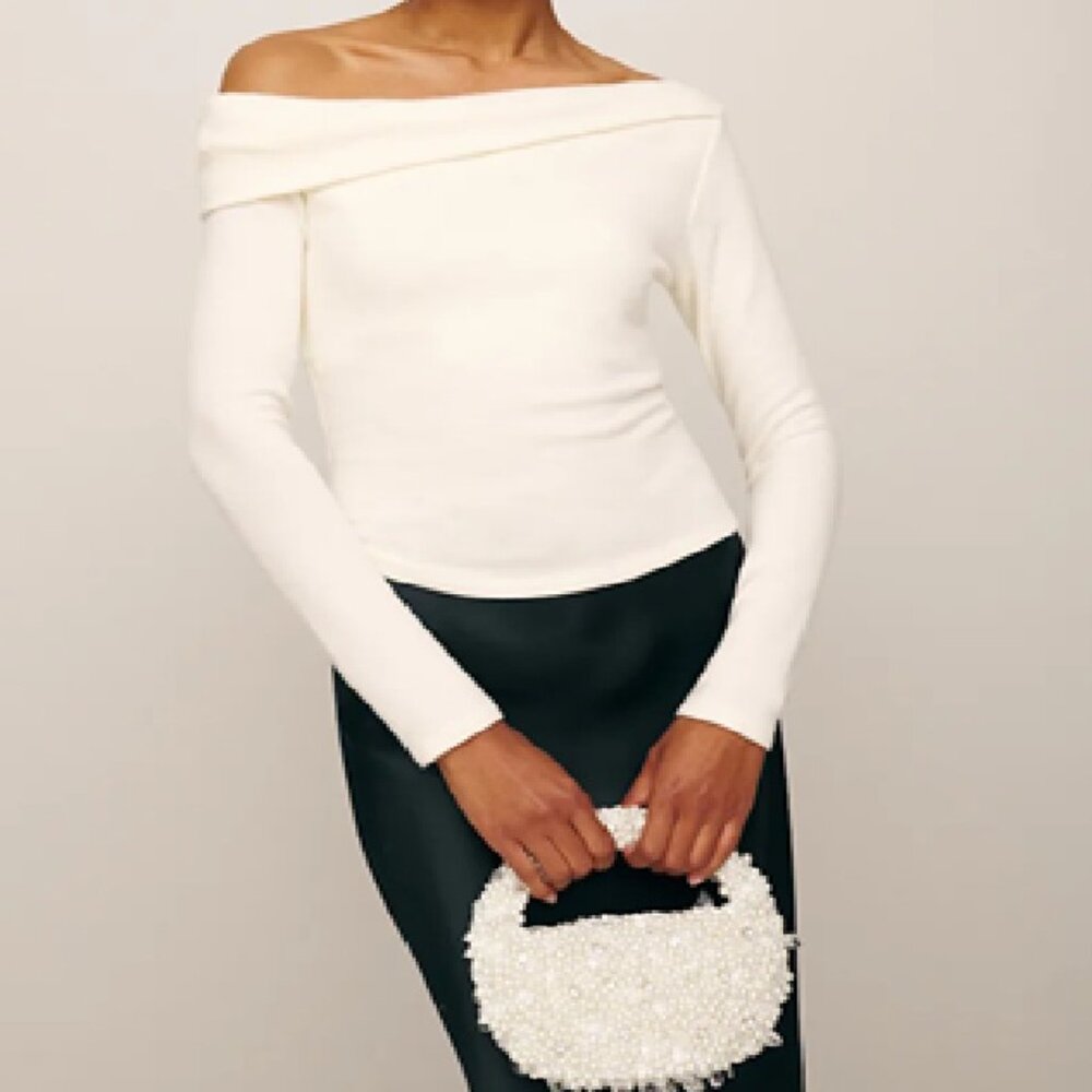 REFORMATION Elio Knit Top in Fior Di Latte, size S